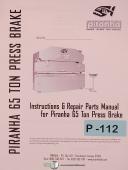Piranha-Piranha 175 Ton, Press Brake Operations Programming Parts Wiring Manual-175 Ton-04